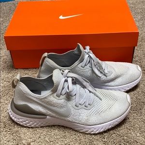 Nike Epic React Flyknit 2, Platinum color, size 8